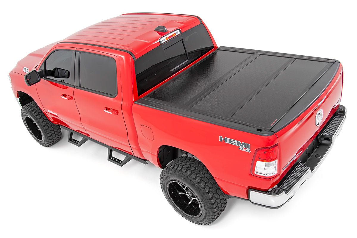 Rough Country 47320550 Low Profile Tri Fold Aluminum Tonneau Cover for 2019-2024 Ram 1500 & TRX (5' 7" Bed)