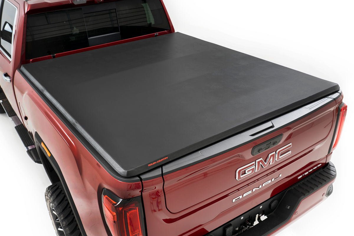 Rough Country 41120690 Tri Fold Soft Tonneau Cover for 2020-2024 Chevy GMC 2500HD 3500HD (6'7" Bed)