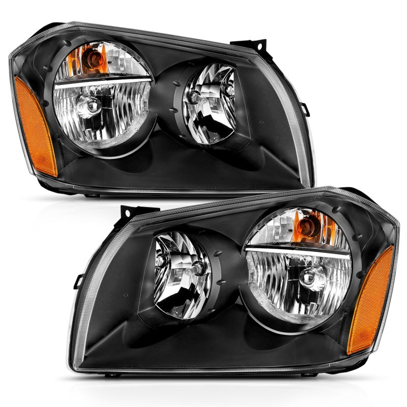 ANZO 2005-2007 Dodge Magnum Crystal Headlight Black Amber
