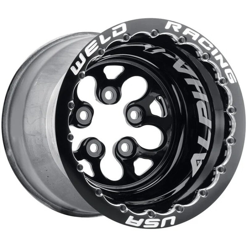 Weld Alpha-1 15x13 / 5x4.75 BP / 2in BS Black Wheel - Black Double Beadlock