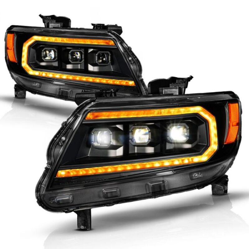ANZO 15-22 Chevy Colorado Full LED Headlights w/ Initiation (Amber DRL) - Black