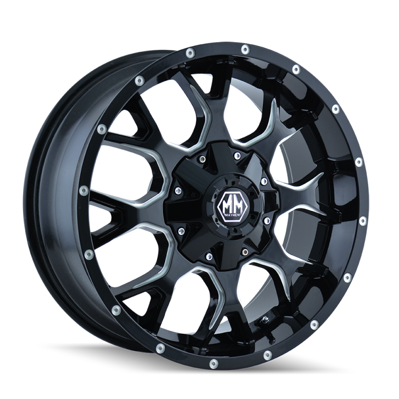 Mayhem 8015 Warrior 18x9 / 8x165.1 BP / -12mm Offset / 130.8mm Hub Gloss Black Milled Wheel
