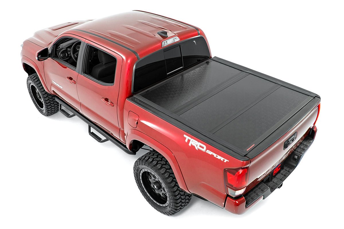 Rough Country 47420500 Low Profile Tri Fold Aluminum Tonneau Cover for 2016-2023 Toyota Tacoma (5' Bed)