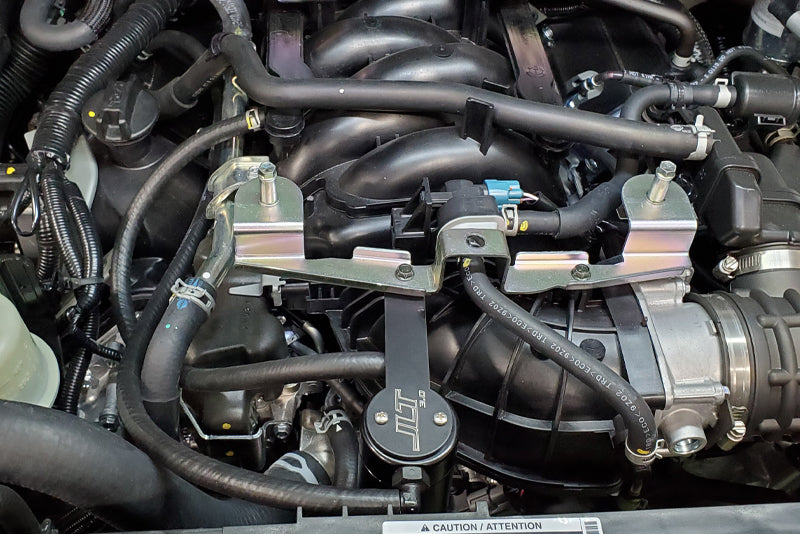 J&L 16-23 Nissan Titan 5.6L Passenger Side Oil Separator 3.0 - Black Anodized