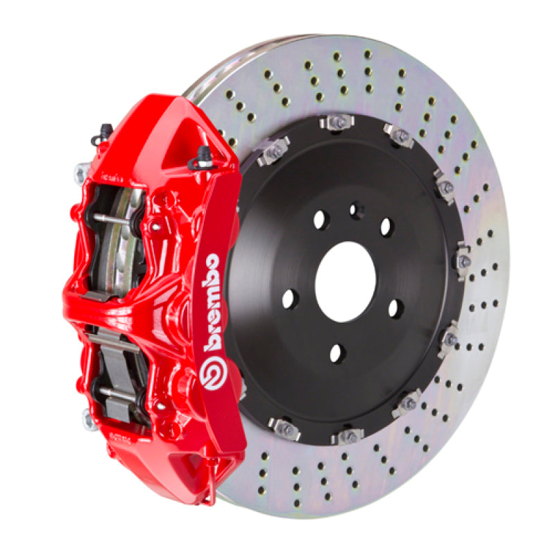 Brembo 03-07 Cayenne/S/Turbo Front GT BBK 6 Piston Cast 405x34 2pc Rotor Drilled-Red