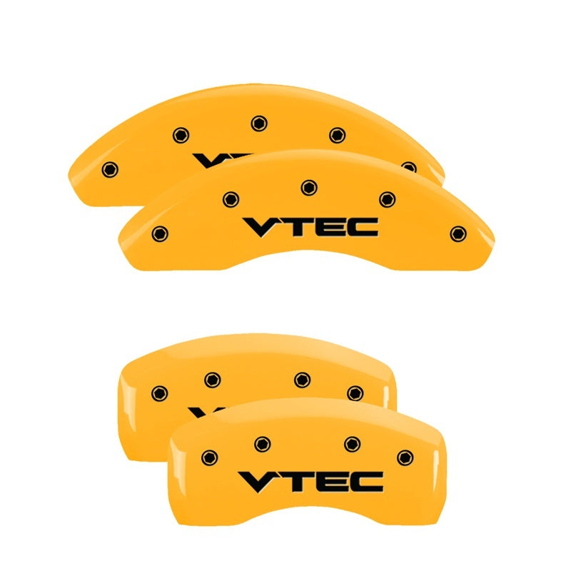 MGP 4 Caliper Covers Engraved Front & Rear Vtech Yellow Finish Black Char 2003 Honda Civic