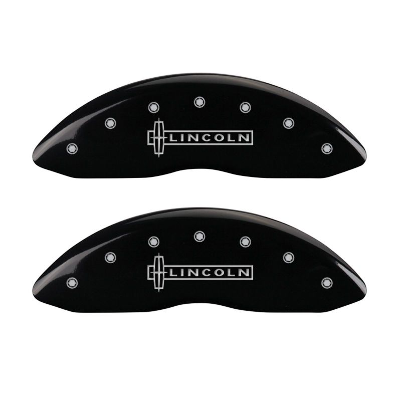 MGP 4 Caliper Covers Engraved Front & Rear Lincoln Black Finish Silver Char 2019 Lincoln MKZ