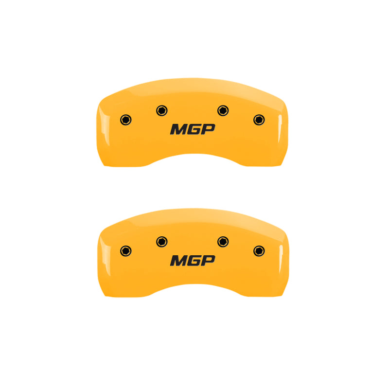 MGP 4 Caliper Covers Engraved Front & Rear MGP Yellow Finish Black Char 2017 Toyota Corolla iM