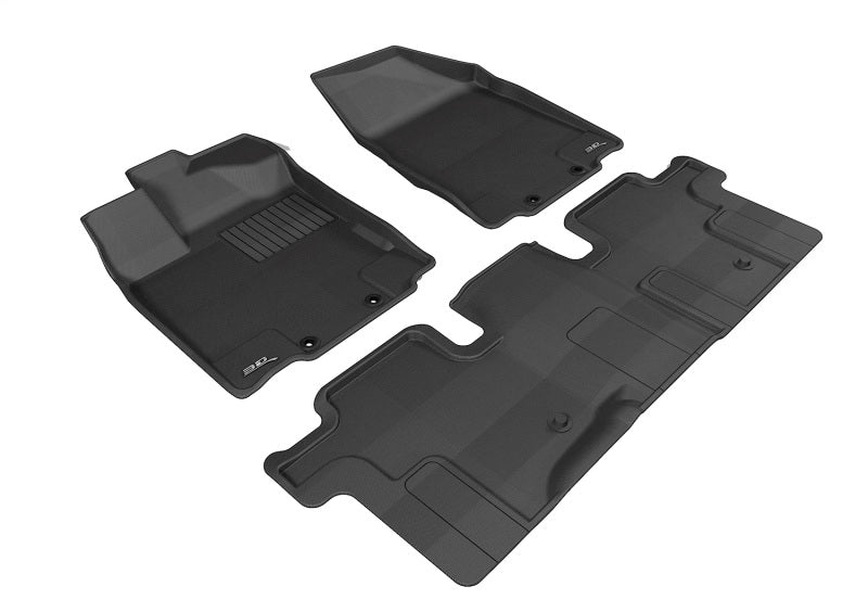 3D MAXpider 2013-2019 Nissan Pathfinder Kagu 1st & 2nd Row Floormats - Black