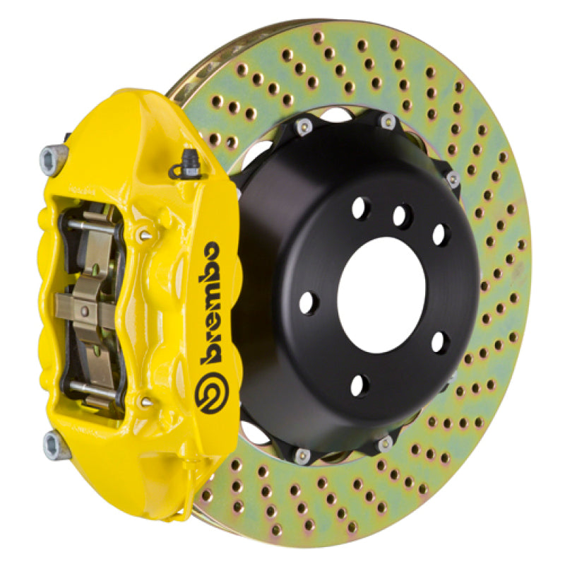 Brembo 10-16 E63 AMG/12-18 CLS63 AMG Rear GT BBK 4 Piston Cast 380x28 2pc Rotor Drilled- Yellow