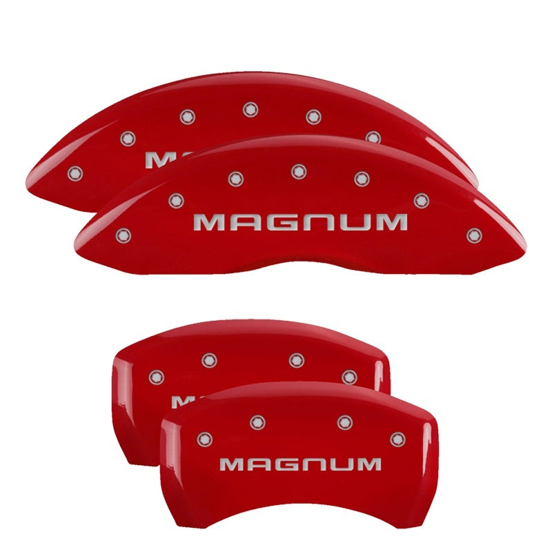 MGP 4 Caliper Covers Engraved Front & Rear RT1-Truck Red finish silver ch