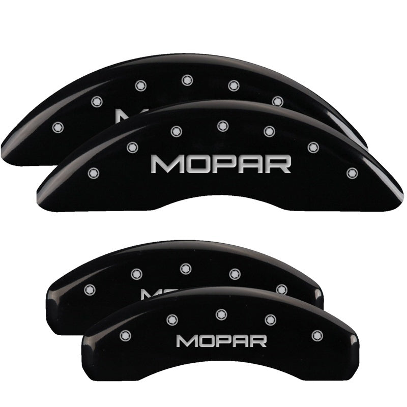 MGP 4 Caliper Covers Engraved Front & Rear MOPAR Black finish silver ch