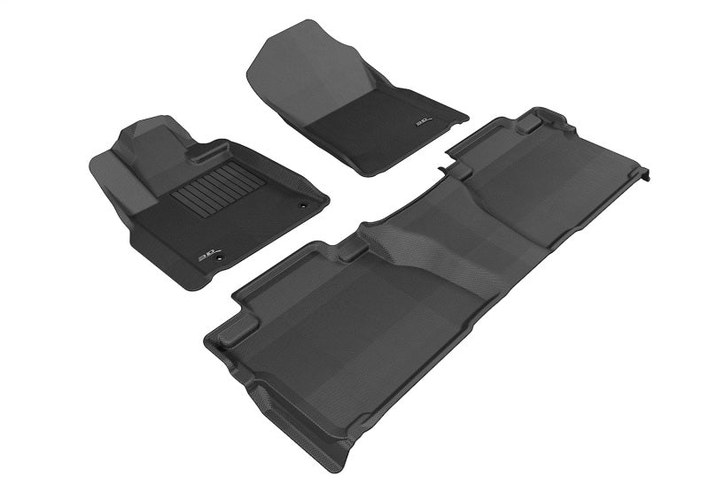 3D MAXpider 2014-2020 Toyota Tundra Double Cab Kagu 1st & 2nd Row Floormats - Black