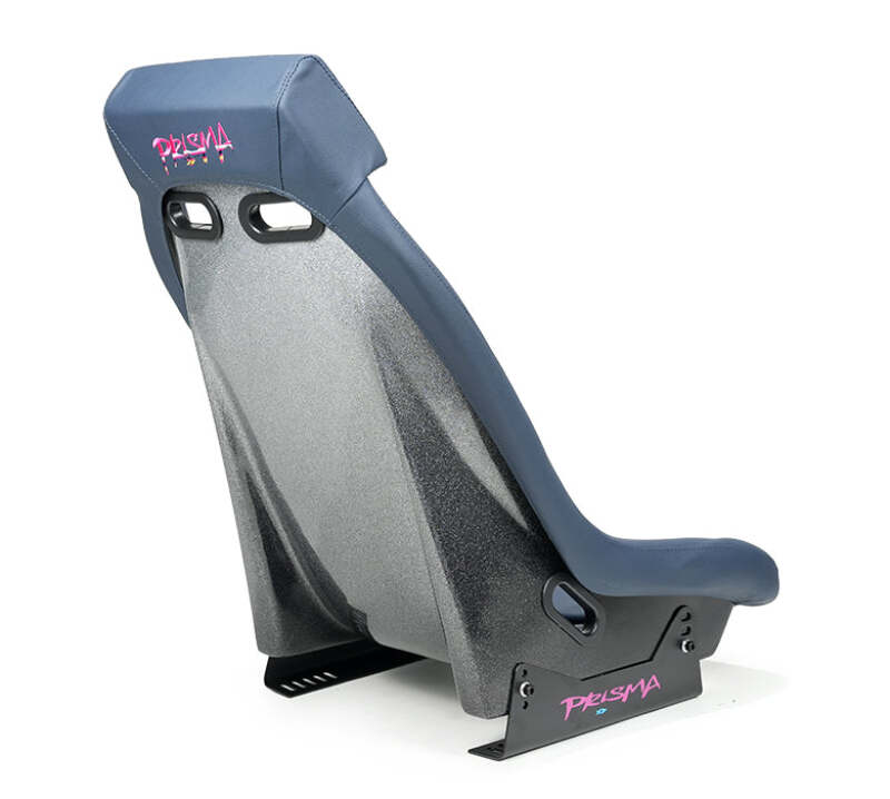 NRG GT Retro Bucket Seat - Black PVC Leather Black Stitching Multicolor Fiberglass Back w/ Glitter