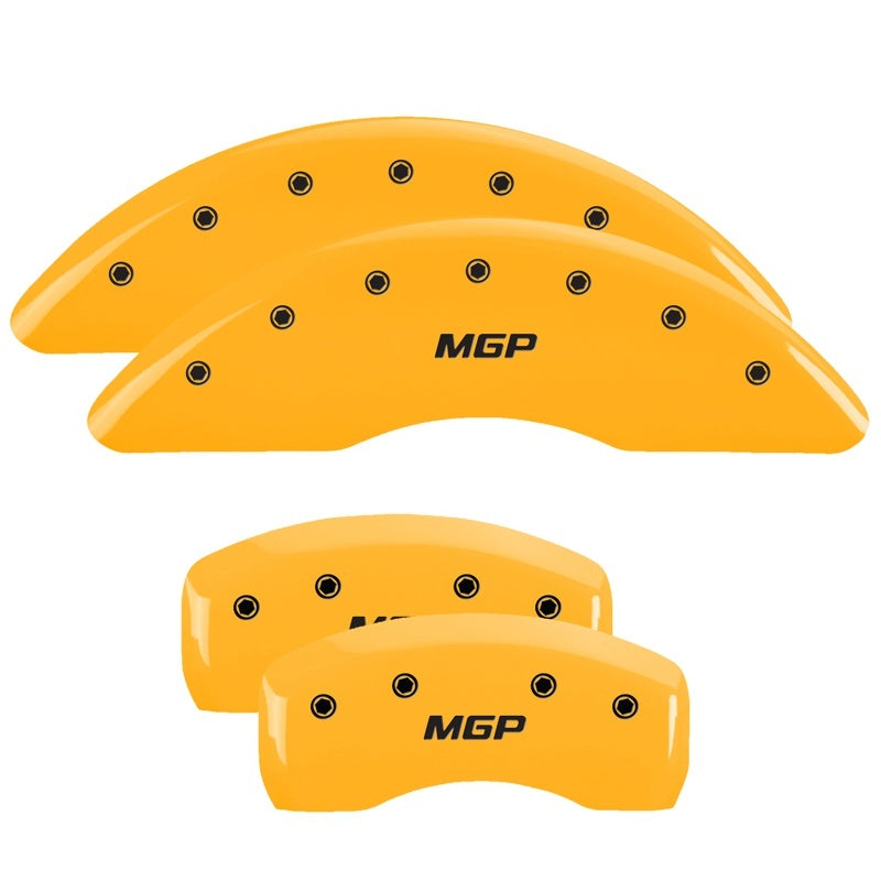 MGP 4 Caliper Covers Engraved Front & Rear MGP Yellow Finish Black Char 2017 Genesis G80