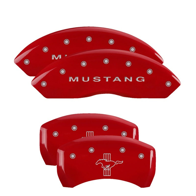 MGP 4 Caliper Covers Engraved Front Mustang Engraved Rear S197/Bar & Pony Red finish silver ch