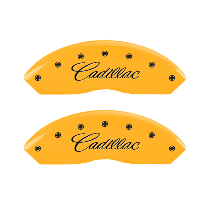 MGP 4 Caliper Covers Engraved Front Cadillac Rear STS Yellow Finish Black Char 2007 Cadillac XLR