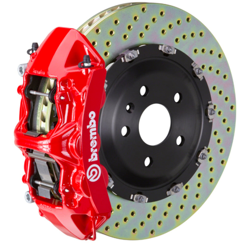 Brembo 06-13 Corvette Z06 Excl CC Brakes Front GT BBK 6 Piston Cast 365x34 2pc Rotor Drilled-Red