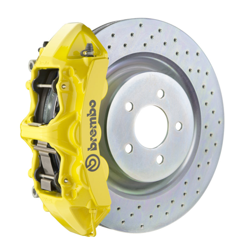 Brembo 10-15 Camaro V6 Front GT BBK 6 Piston Cast 355x32 1pc Rotor Drilled- Yellow