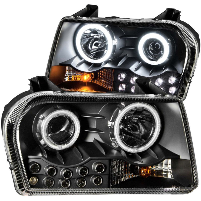 ANZO 2005-2010 Chrysler 300 Projector Headlights w/ Halo Black (Does Not Fit S Models)