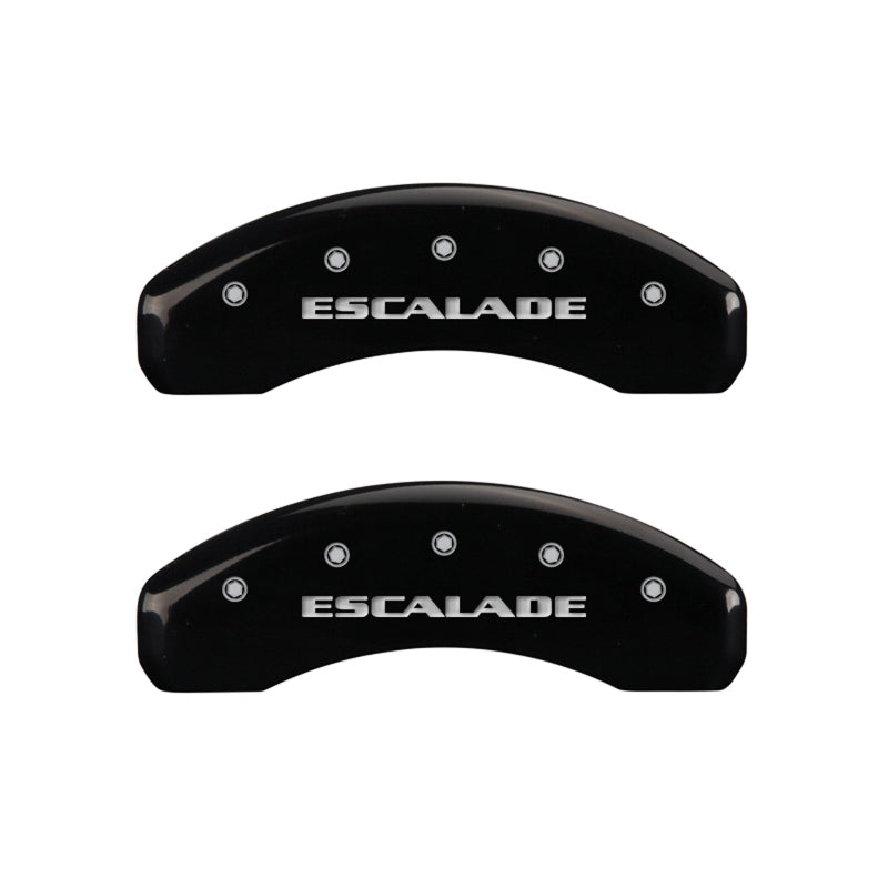 MGP 4 Caliper Covers Engraved Front & Rear Escalade Black finish silver ch