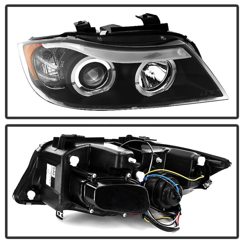 Spyder BMW E90 3-Series 06-08 Projector LED Halo Amber Reflctr Rplc Bulb Blk PRO-YD-BMWE9005-AM-BK