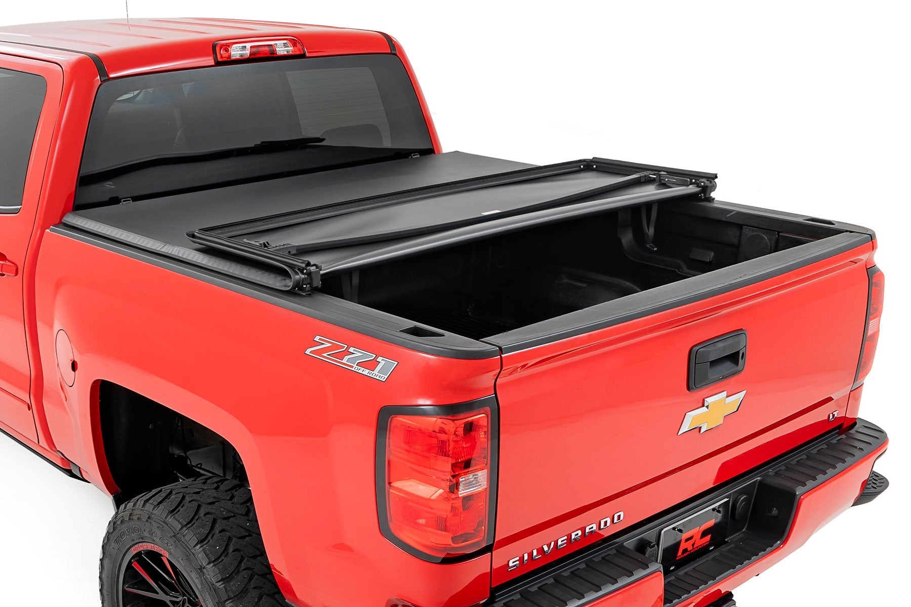 Rough Country 41214650 Tri-Fold Soft Tonneau Cover for 2014-2018 Silverado Sierra 1500 (6'7" Bed)