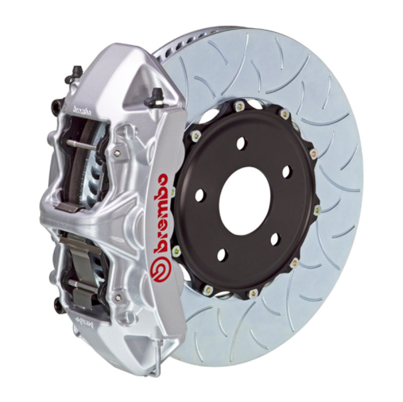 Brembo 22+ WRX Front GT BBK 6 Piston Cast 350x34 2pc Rotor Slotted Type-3-Silver