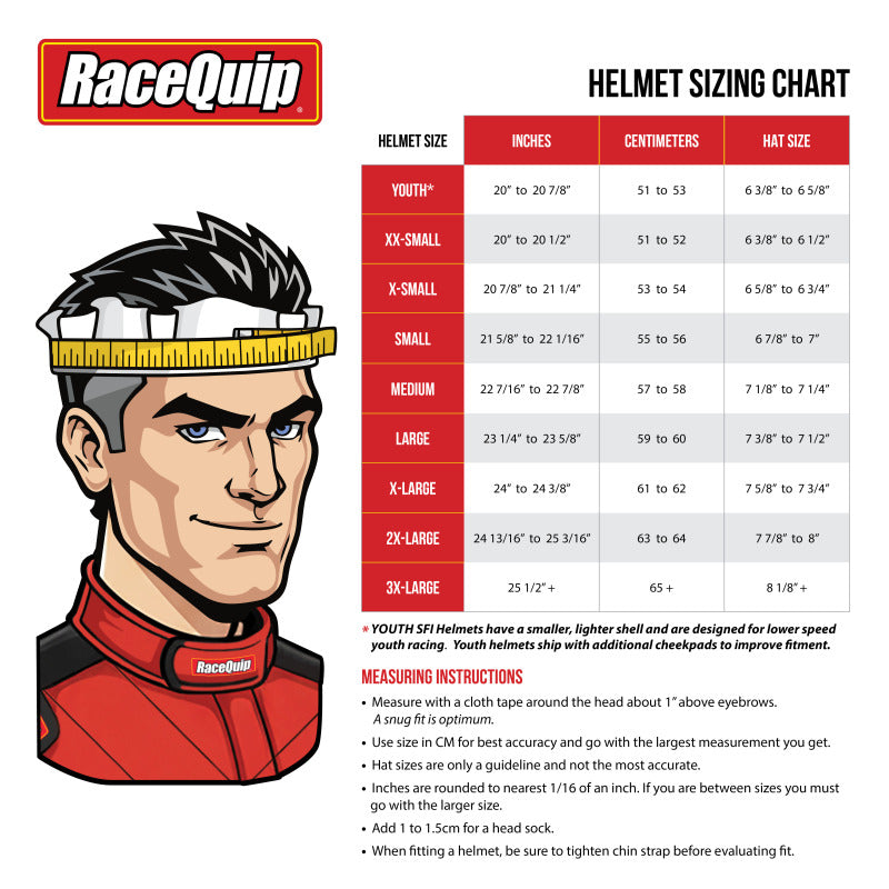 RaceQuip PRO25 SA2025 WH 2XS HELMET
