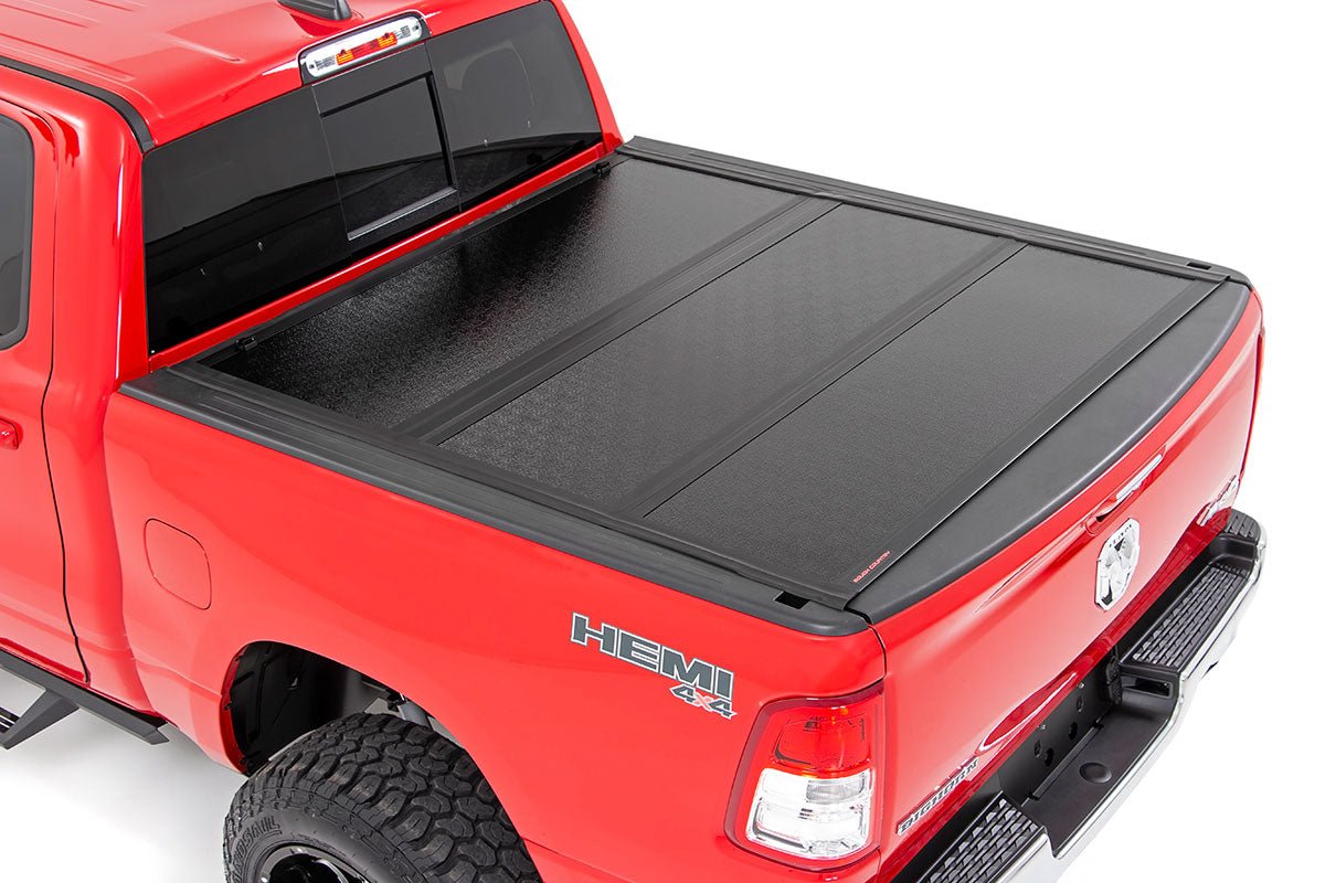Rough Country 47320550 Low Profile Tri Fold Aluminum Tonneau Cover for 2019-2024 Ram 1500 & TRX (5' 7" Bed)