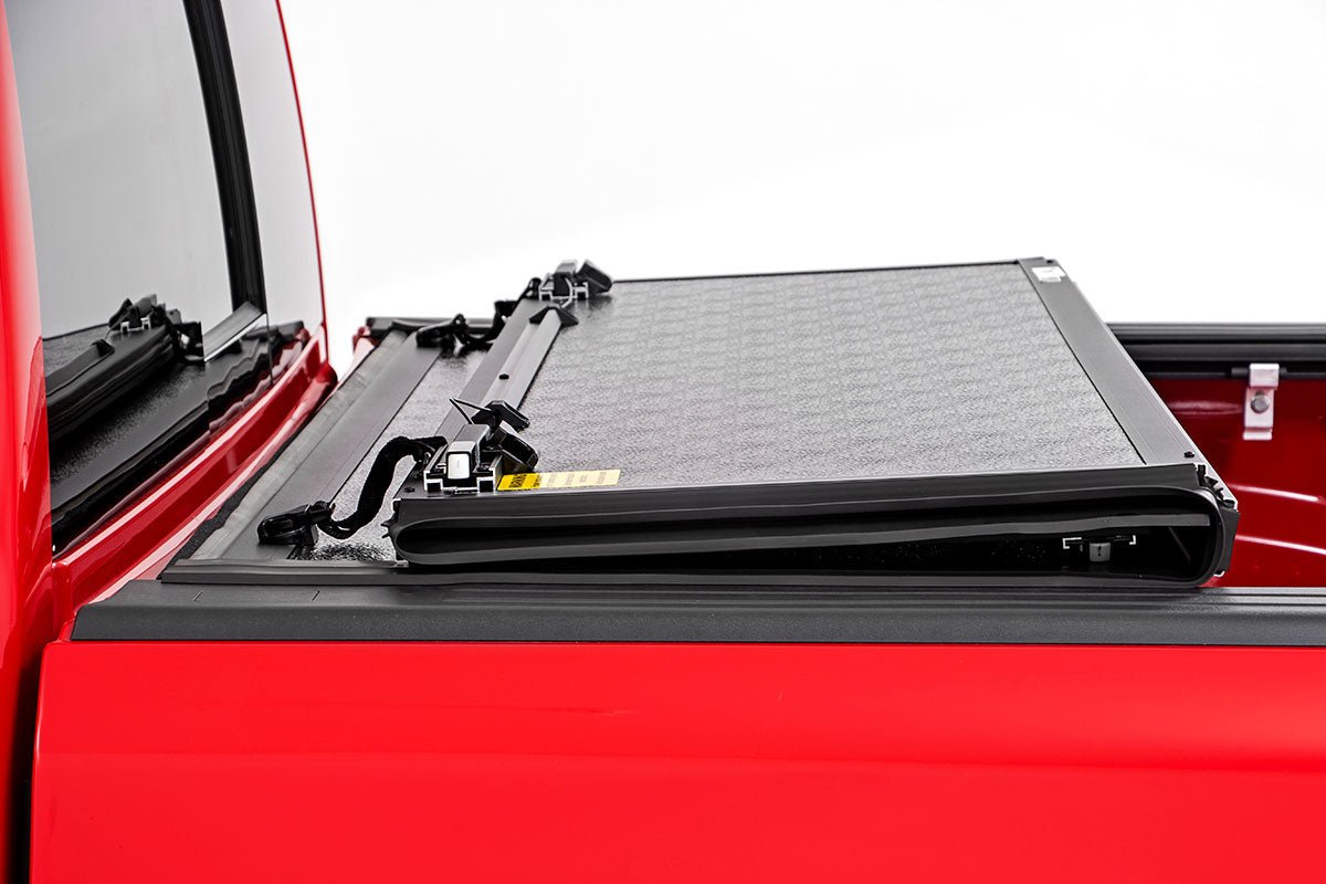 Rough Country 47320550 Low Profile Tri Fold Aluminum Tonneau Cover for 2019-2024 Ram 1500 & TRX (5' 7" Bed)