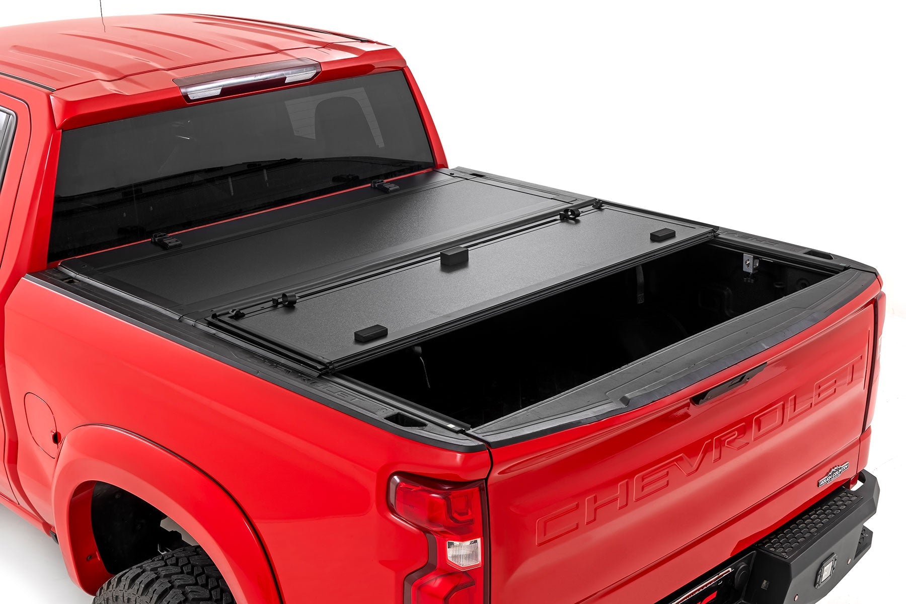 Rough Country 49120580 Tri Fold Aluminum Hard Tonneau Cover for 2019-2024 Silverado Sierra 1500
