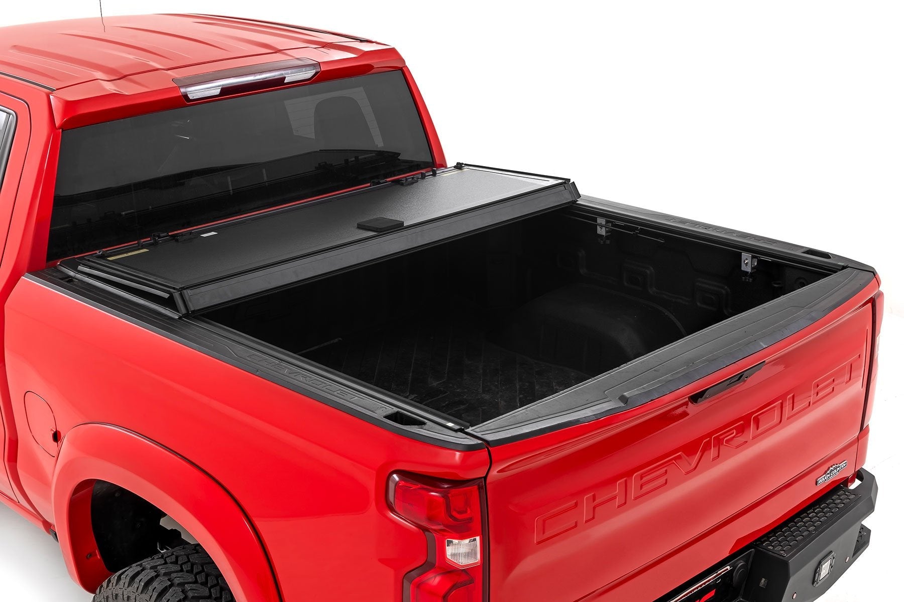Rough Country 49120580 Tri Fold Aluminum Hard Tonneau Cover for 2019-2024 Silverado Sierra 1500
