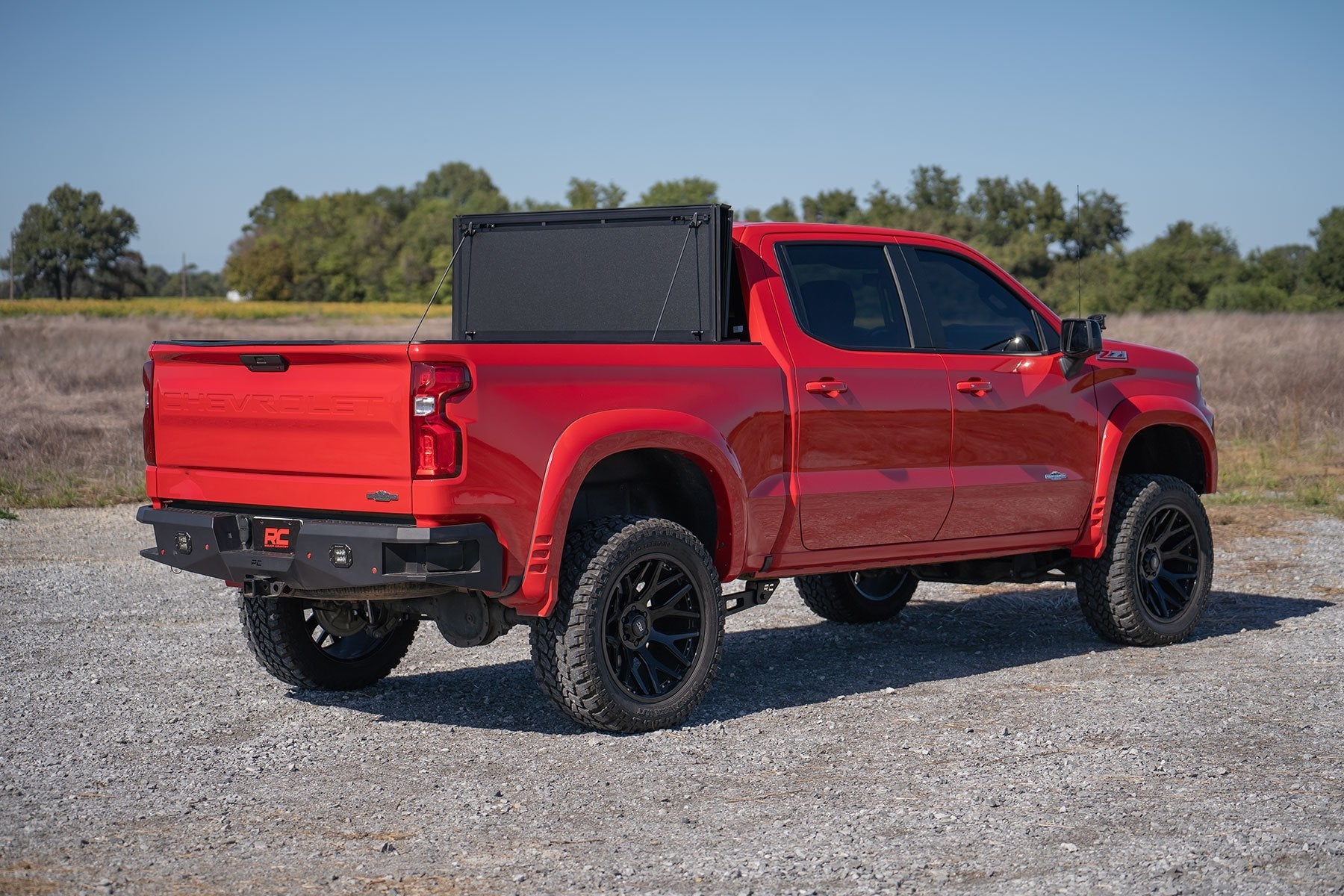 Rough Country 49120580 Tri Fold Aluminum Hard Tonneau Cover for 2019-2024 Silverado Sierra 1500