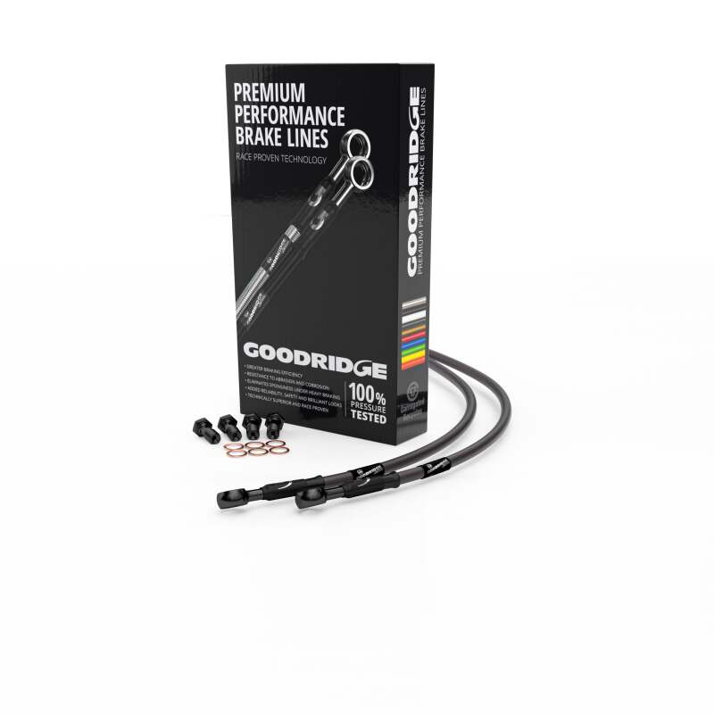 Goodridge 05-06 Kawasaki ZX636/ZX6RR Carbon Rear SS Brake Lines w/Black Fittings