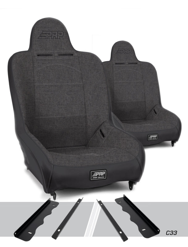 PRP 95-01 Jeep Cherokee XJ Premier High Back Suspension Seats Kit (Pair) - Gray