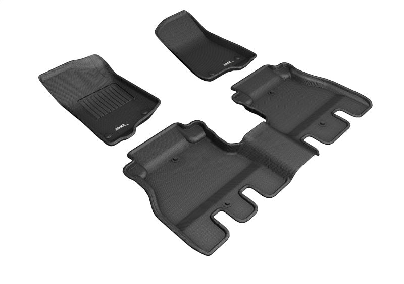 3D MAXpider 2018-2020 Jeep Wrangler JL Unlimited Kagu 1st & 2nd Row Floormats - Black