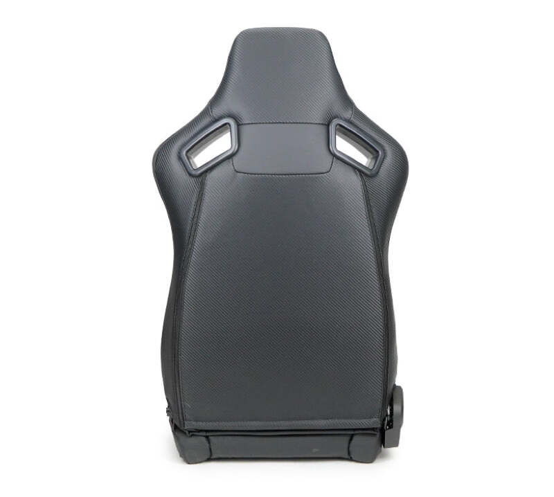 NRG Omega Reclinable Racing Seat (Pair) Black with Black Carbon Vinyl Back