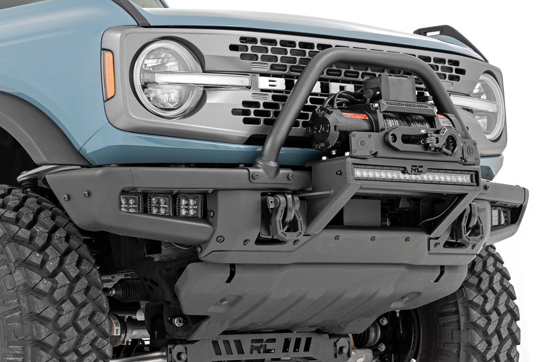 High Winch Mount | All Models | 20 Inch Black Single Row LED | DRL | Ford Bronco (21-26)