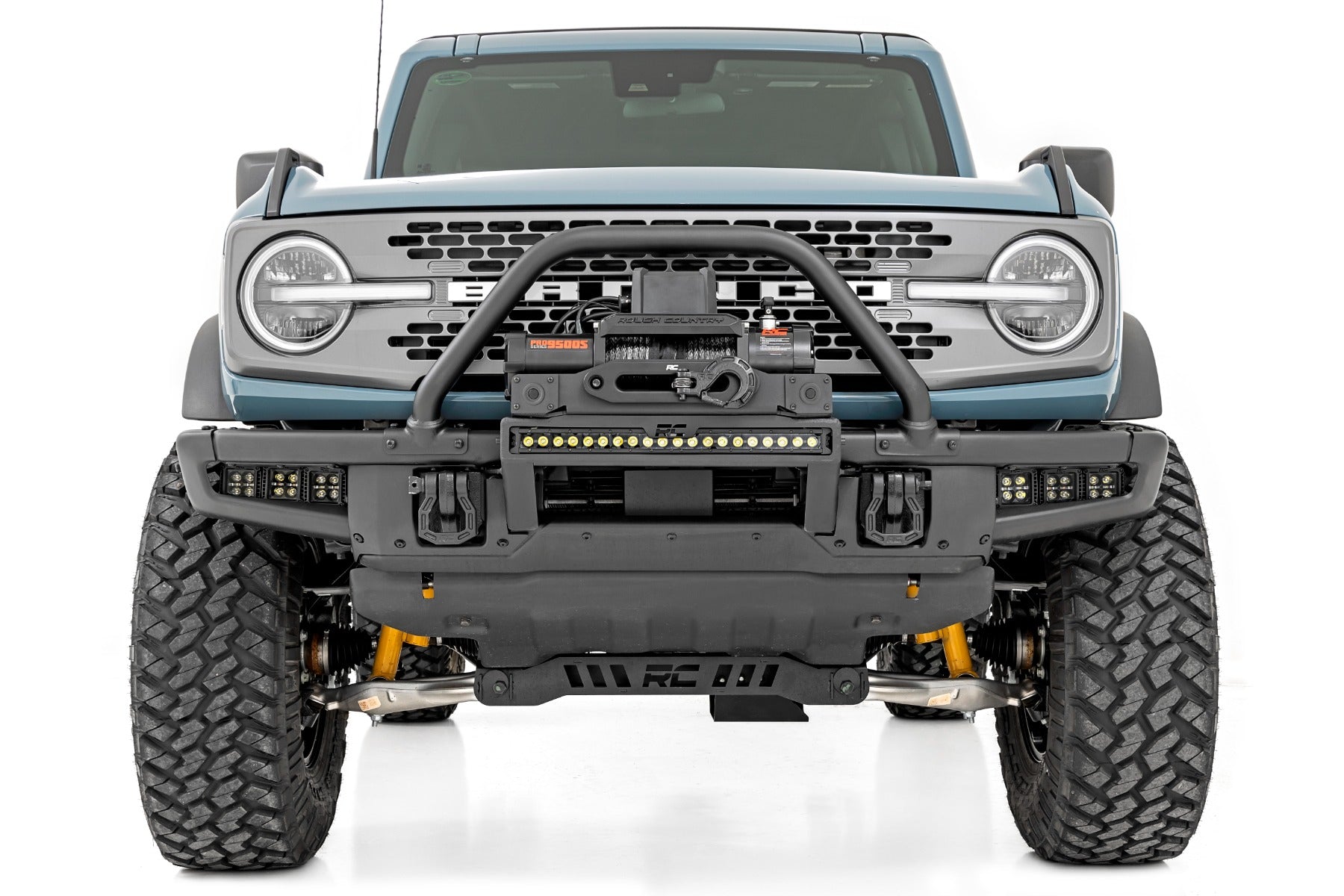 High Winch Mount | All Models | 9500S | 20 Inch Black Single Row LED | Ford Bronco (21-26)