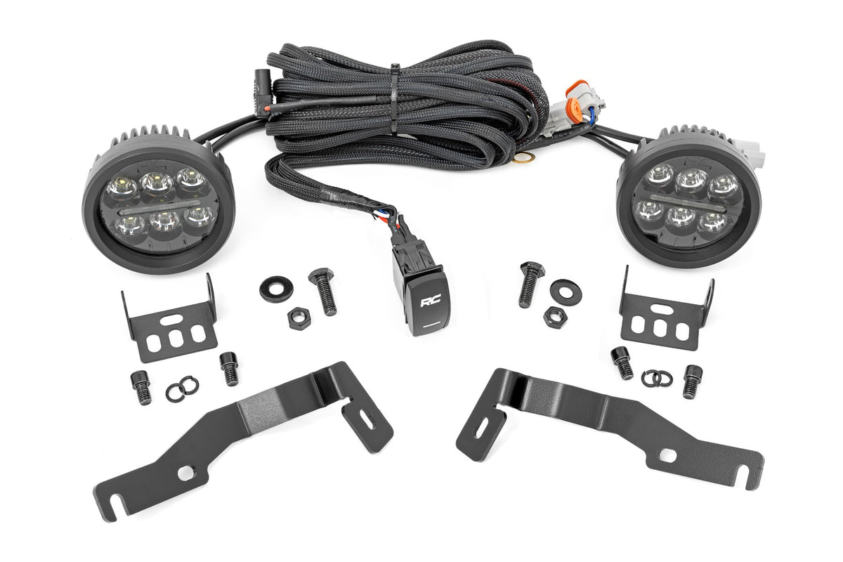 LED Light Kit | Ditch Mount | Black Series Round | 3.5 Inch | Amber DRL | Toyota Tacoma (24-26)