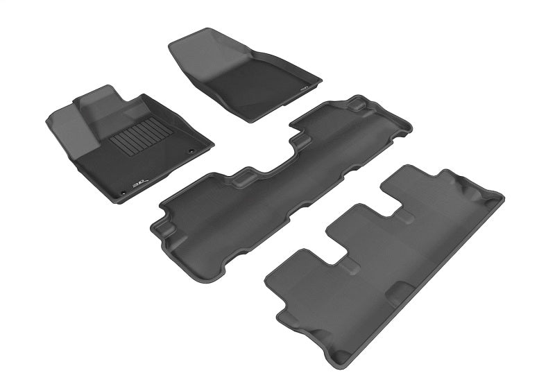 3D MAXpider 2014-2019 Toyota Highlander Kagu 1st & 2nd & 3rd Row Floormats - Black