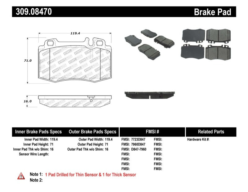 StopTech Performance 94-12/96 Maserati / Mercedes Benz C/E/ML/S/SL Series Front Brake Pads