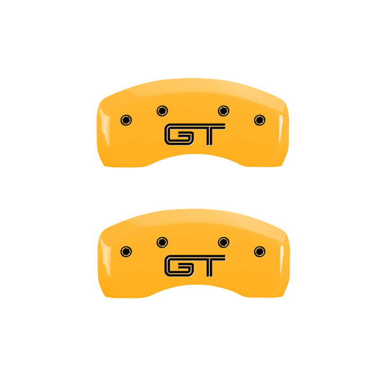 MGP 4 Caliper Covers Engraved Front Mustang Rear S197/GT Yellow Finish Black Char 2003 Ford Mustang