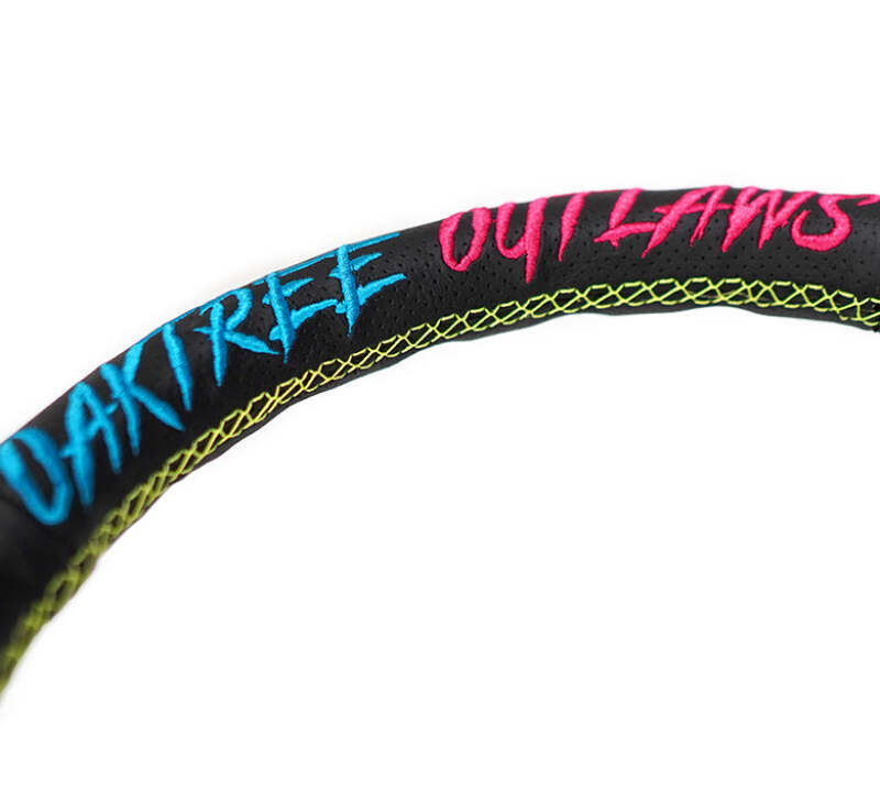 NRG Reinforced Steering Wheel - Oak Tree Outlaws 3in Deep/5mm Blk Spk 350mm Wheel - Blk Perf Lthr
