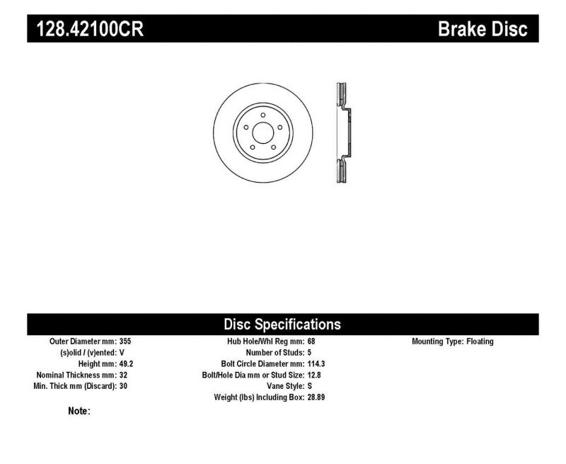 StopTech Nissan 370z / Infiniti G37 SportStop Cryo Drilled Front Right Rotor