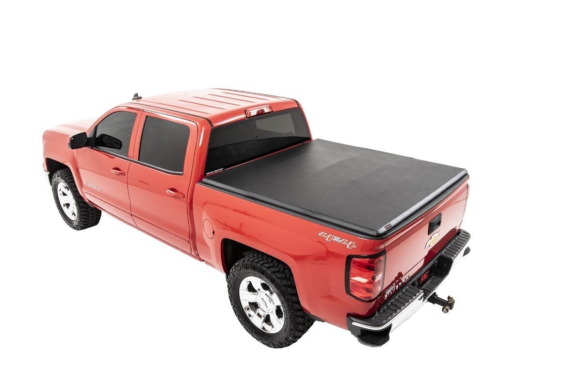 Rough Country 41214650 Tri-Fold Soft Tonneau Cover for 2014-2018 Silverado Sierra 1500 (6'7" Bed)