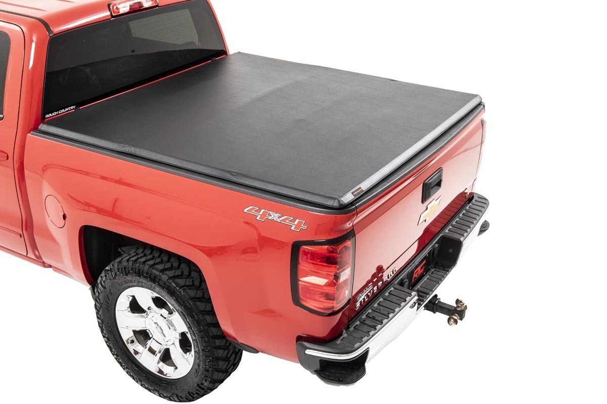 Rough Country 41214650 Tri-Fold Soft Tonneau Cover for 2014-2018 Silverado Sierra 1500 (6'7" Bed)