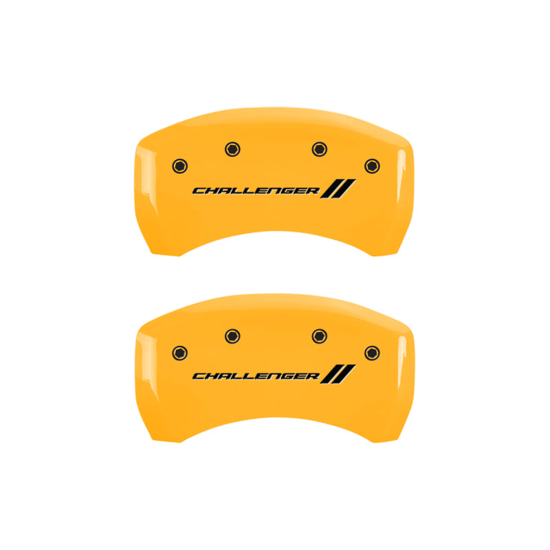 MGP 4 Caliper Covers Engraved F & R Stripes/Challenger Yellow Finish Black Char 2006 Dodge Charger