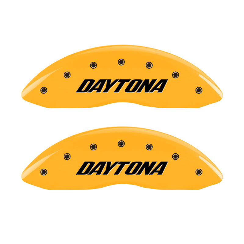 MGP 4 Caliper Covers Engraved Front & Rear Daytona Yellow Finish Black Char 2006 Dodge Charger